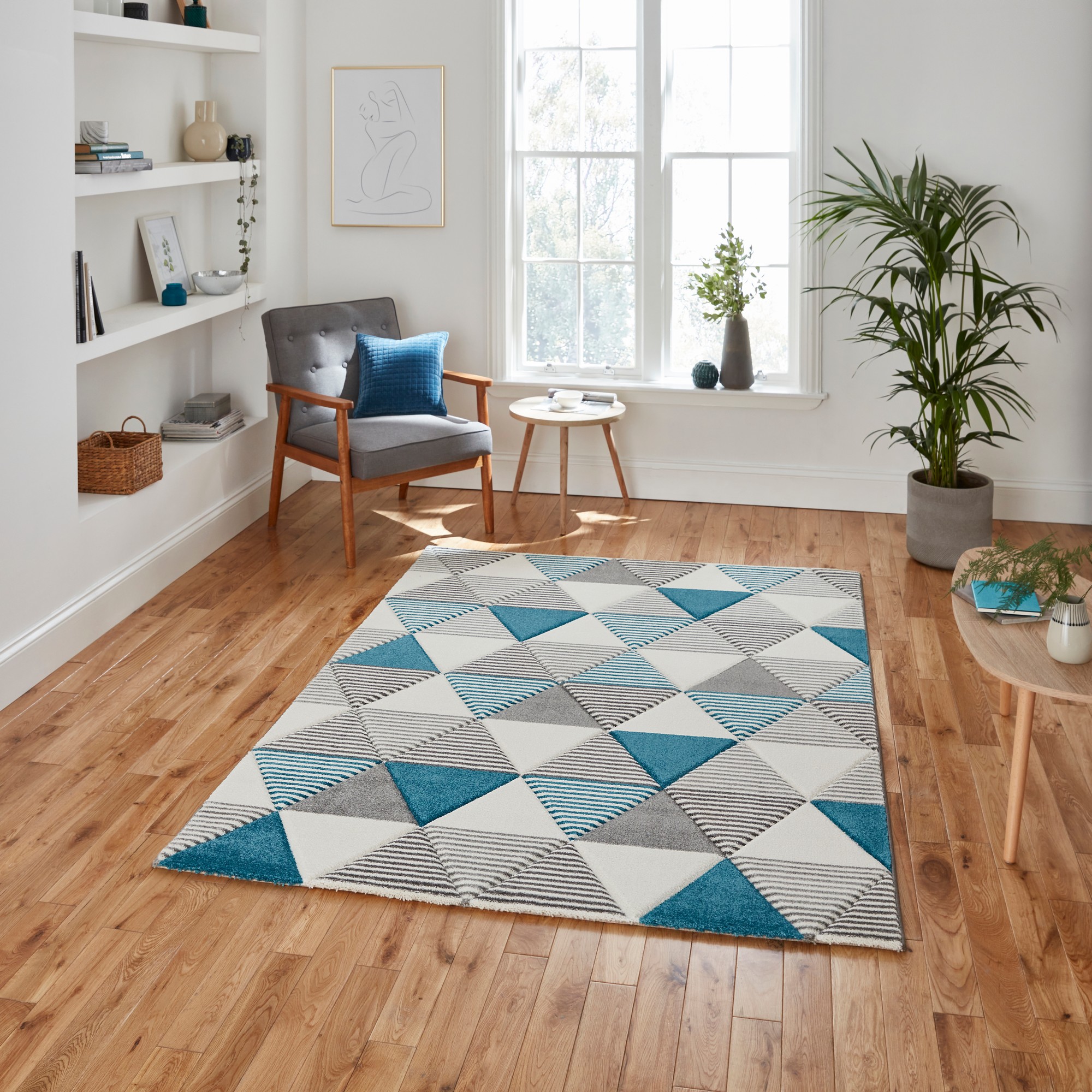 Brooklyn Modern Geometric Rugs Brk15 In Grey Blue